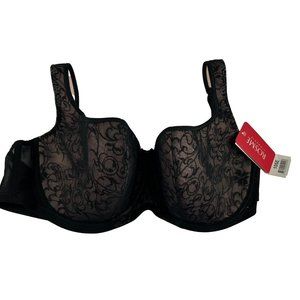 Rosme Black Lace Bra Size 46DD Balconette Underwire Padded Straps New